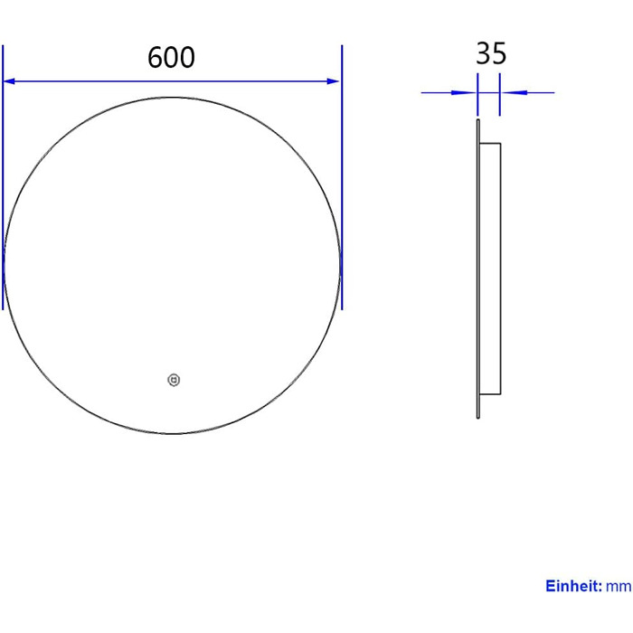 Круглий LED-дзеркало для ванної кімнати S'AFIELINA 60 см з підсвічуванням та сенсорним вимикачем, регулювання кольору світла (тепле, нейтральне, холодне), диммування