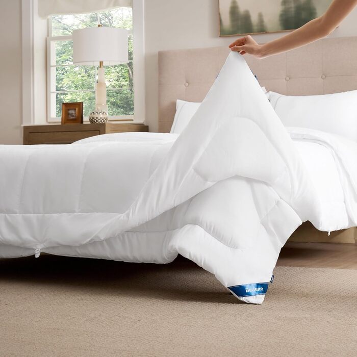 BEDSURE Комплект ковдр 135x200: зимова (450gsm), літня (150gsm) та всесезонна (300gsm) ковдра. Білий колір, 2 шт.