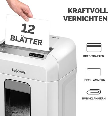 Шредер Fellowes Microcut P5: знищення 2000+ частинок/A4, 10 листів, Powershred 10M, для офісу/дому, 19л кошик, захист від несанкціонованого доступу