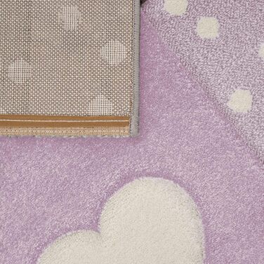 Дитячий килимок Ігровий килимок Картаті крапки Зірки Серця пастельний фіолетовий сірий, Розмір (Ø 200 см Круглий)