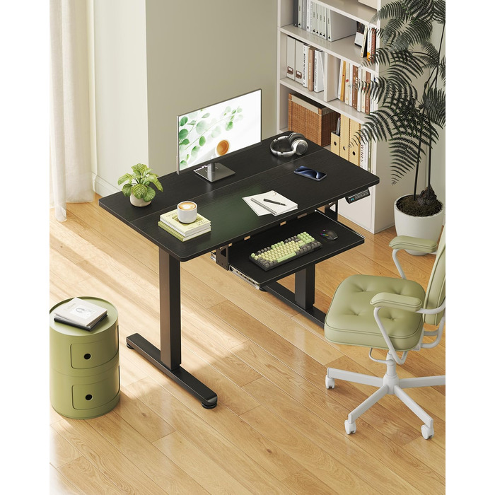 Електричний стіл OffiGo, 100x50 см, з підставкою для клавіатури, 3 положення пам'яті, для роботи та навчання, білий