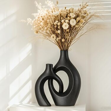 Керамічна ваза SUKIYPO, набір 2 шт, бежева, сучасний дизайн, для дому, офісу, декору, стиль бохо