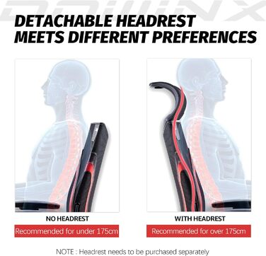 Ігровий крісло Dowinx для офісу та дому з підлокітниками 3D, регульоване, з функцією гойдання, шкіряне, поворотне, чорний/сірий (чорний/червоний)