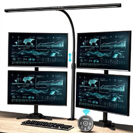 LED лампа настільна EYOCEAN 24W, 80см з жестами, диммування, захист очей, для офісу, читання, архітекторів, дизайнерів, чорна