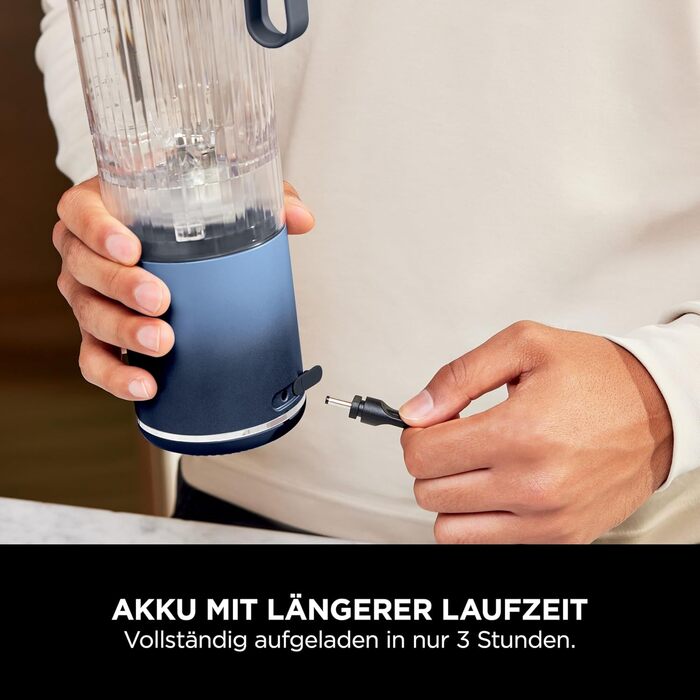 Портативний блендер Ninja Blast Max - 570 мл, акумуляторний, з чашею та кришкою, 3 функції, для смузі та протеїнових коктейлів (Marineblau)
