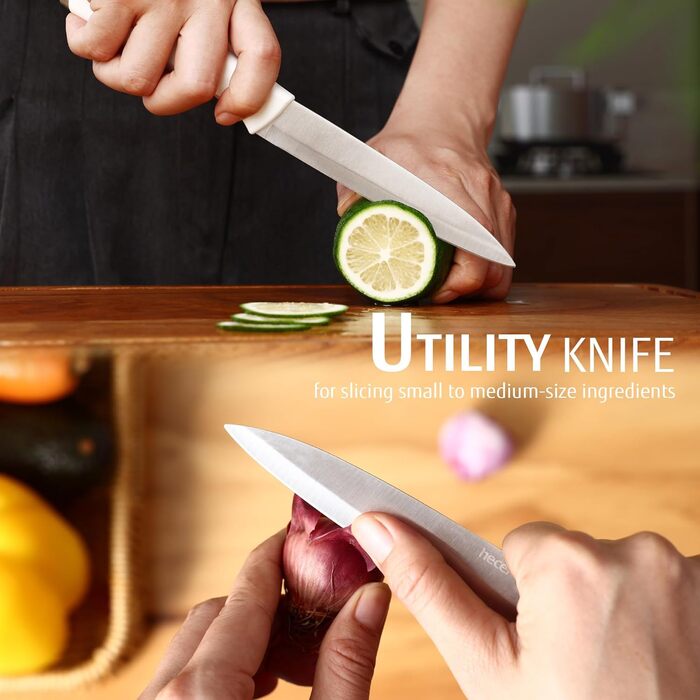 Набір кухонних ножів з бруском Messerich: 7 предметів, нержавіюча сталь, кухонні ножі та ножиці, чорний