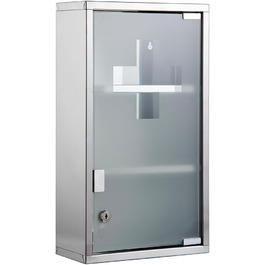 Медичний шкаф Zedelmaier з нержавіючої сталі, 4 відділення, аптечний, для ванної кімнати, з можливістю підвішування, закривається на замок, 57 x 27 x 12 см, білий