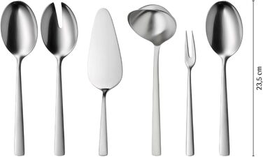 Набір столових приборів WMF Corvo на 6 осіб (66 предметів), нержавіюча сталь Cromargan protect, матова поверхня, стійкий до подряпин, придатний для миття в посудомийній машині