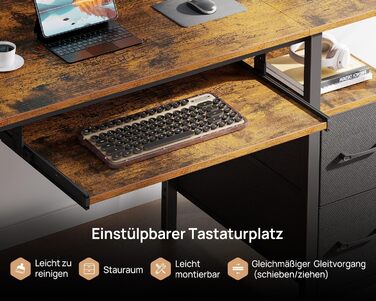 Ігровий стіл Seventable з LED підсвіткою, розетками та USB портами, шухлядами, підставкою для клавіатури та монітора (120x47x87 см, вінтажний коричневий)