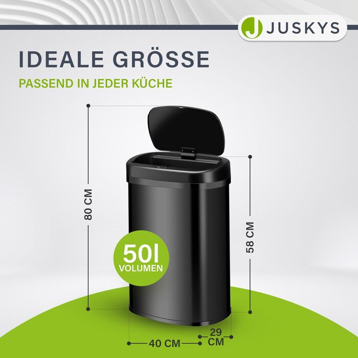 Відро для сміття Juskys з датчиком руху, біле, 60 л - кутовий контейнер з кришкою-затискачем для сміттєвих пакетів, нержавіюча сталь, безконтактне відкривання