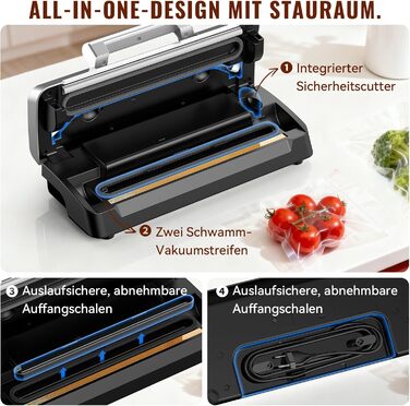 Вакууматор для продуктів Gavasto з подвійним насосом 90кПа, 9л/хв, LED-дисплеєм та режимами «Волого/Сухо», сріблястий