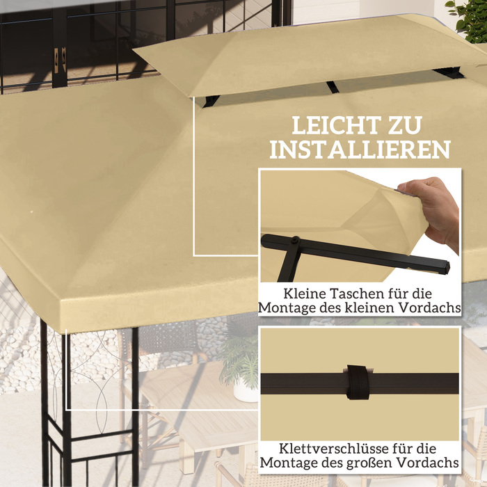 Тент для павільйону 3 x 4 м, водовідштовхувальний, двошаровий, бежевий