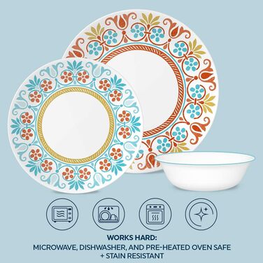 Набір посуду Corelle Global Collection Vitrelle, 12 предметів, перероблене скло, теракотові мрії