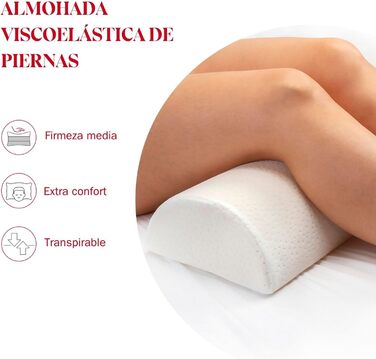 Ергономічна подушка для ніг Pikolin Home у формі півмісяця, віскоеластична з ефектом пам'яті, дихаюча, 20 x 40 см, натуральний колір