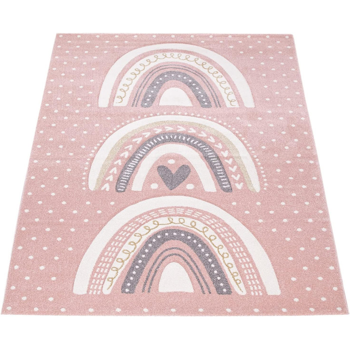 Дитячий килимок Heart Points Pink Cream Grey, 80x150 см (120 см Круглий)