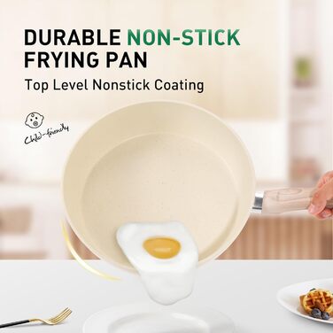 Набір посуду MAISON ARTS 12 предметів: каструлі та сковорідки з антипригарним покриттям, гранітне покриття, для плити та індукції, бежевий