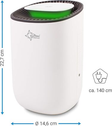 SUNTEC DrySlim 300 point: Електричний осушувач повітря для дому - 20 л/день, 63 м2, 3-в-1 (осушувач, очищувач, сушарка)