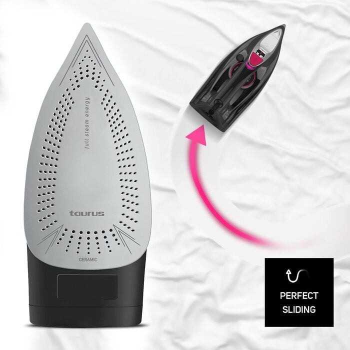 Праска Taurus 2800 Вт з регулюванням температури та подачі пари, керамічна підошва, система захисту від накипу та Anti-Drop, водяний спрей