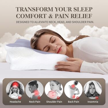 Ортопедична подушка для шиї з піною з пам'яті ефекту, для тих, хто спить на боці, сірий колір, 35x15 см