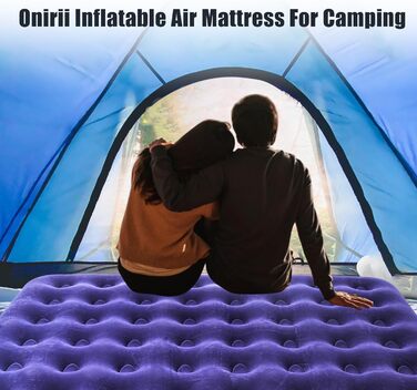 Надувне ліжко Icelus 204x153x23 см з повітряним насосом. Ліжко для кемпінгу, подорожей та дому. Blue Black, двоспальне.