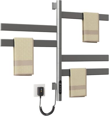 Електричний сушильник для рушників ZOYI 180° поворотний, 140W, сірий (настінний)