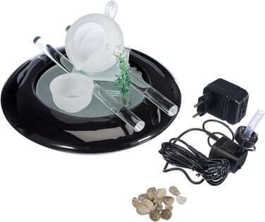 Внутрішній фонтан з кераміки та білого скла, декор для медитації, чашка Zen'light, подарунок, 20x23x23 см, Pakistan