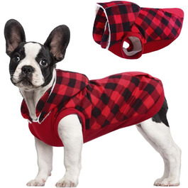 Зимове пальто для собак в клітку, вітрозахисне пальто для собак на флісовій підкладці Одяг для собак Світловідбиваюча куртка для собак Жилет для маленьких і середніх собак зі знімною капелюхом м Червоний