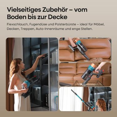 Акумуляторний пилосос ElecKeys K10 50000Pa/580W 70хв, бездротовий з LED дисплеєм, 1.8л, анти-заплутування, для шерсті тварин, килимів, підлоги, авто, синій