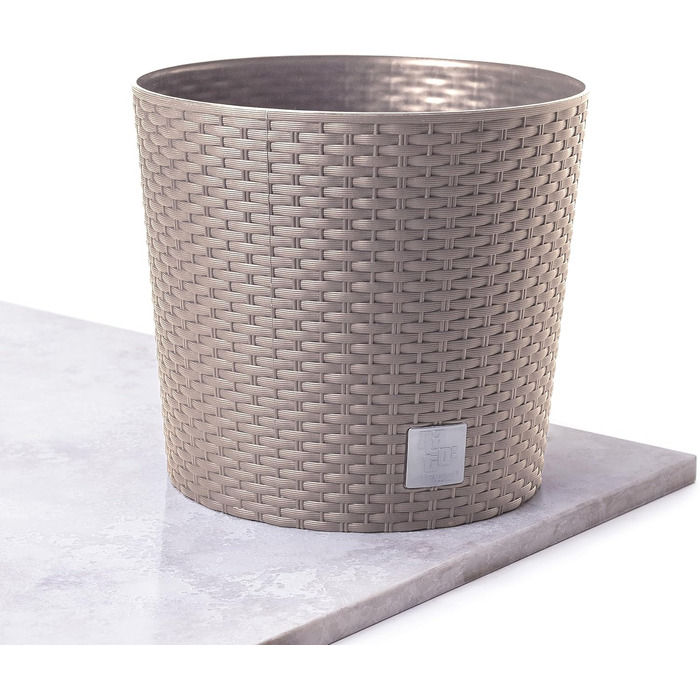 Кашпо для квітів Happy Flower MultiProject з вкладишем, ротанговий дизайн, 4 розміри, 4 кольори, 300 мл, бежевий