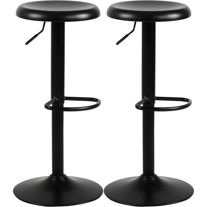 Набір з 2 барних стільців CLP Williston, регульована висота, з підніжкою, обертаються, з захистом для підлоги, чорний колір