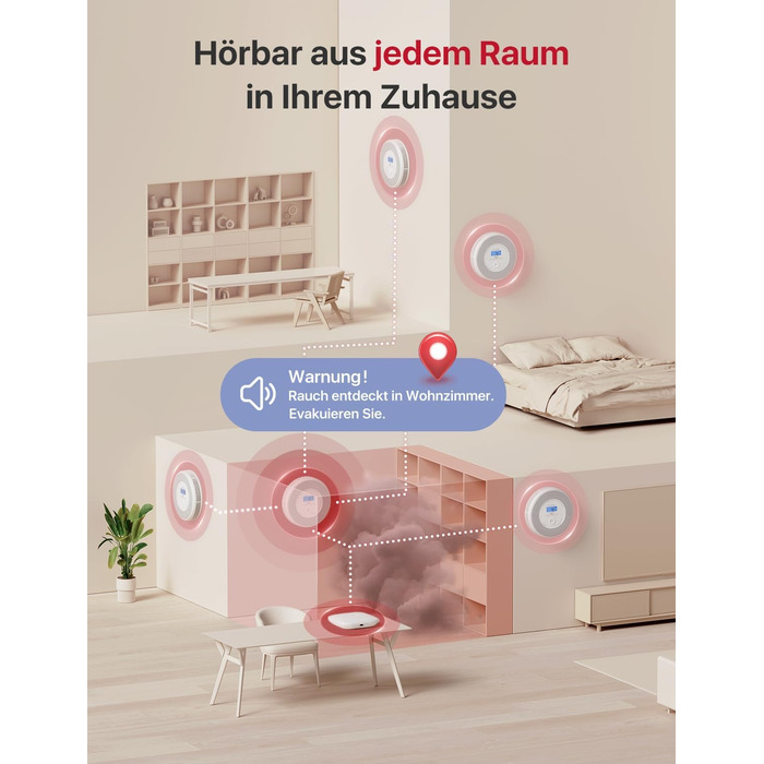 Датчик диму та CO X-Sense з Wi-Fi, голосовий сповіщення та визначенням місця розташування, 2-в-1, з базовою станцією SBS50, XP0A-MR11