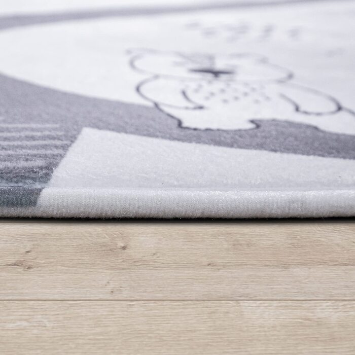 Домашній дитячий килимок Paco, круглий килимок для дитячої кімнати, дитячий килимок, нековзна зірка, місяць, слон, Веселка, розмір колір (діаметр 120 см круглий, білий)
