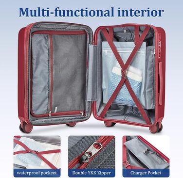 Набір валіз Joyway 4 шт. з жорстким корпусом та TSA-замком. Розширюваний набір валіз, містить 1 велику сумку (Червоний).