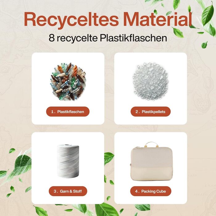 Набір компресійних органайзерів для одягу TRAVEL DUDE (4 шт.), легкі пакувальні куби з переробленого пластику для валізи та рюкзака, пісочний беж