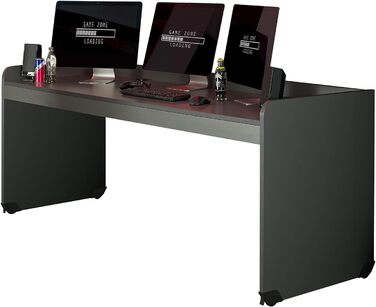 Ігровий стіл, розкладний комп'ютерний стіл, письмовий стіл для молодіжної кімнати204 x 84,5 x72 см (графіт, ШхВхГ 204x83x72 см)