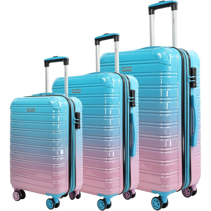 Ручна поклажа, що розширюється, - Візок для валізи з твердою оболонкою - Легка дорожня валіза ручна поклажа з ABSPC із замком TSA - Валіза з 4 обертовими колесами - Валіза на коліщатках (Blue-Pink-XL) Синьо-рожевий XL