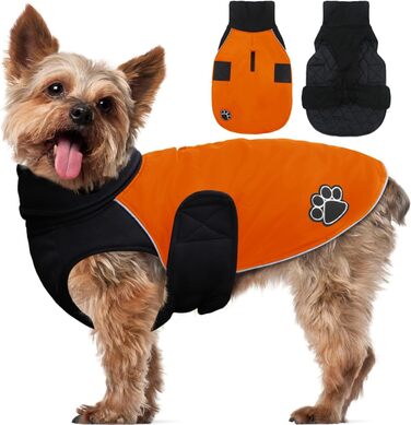 Пальто для собак ALAGIRLS зимове водонепроникне, світловідбиваюче, із захистом живота, помаранчеве M