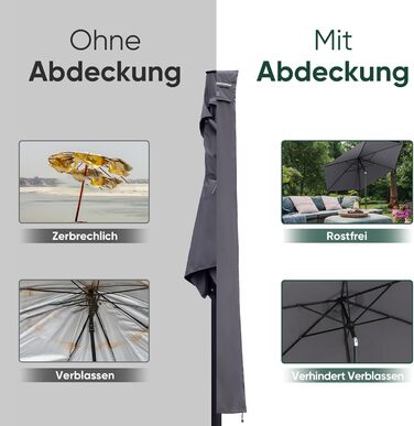 Захисний чохол для парасольки від сонця, сірий (220 x 30/50 см)