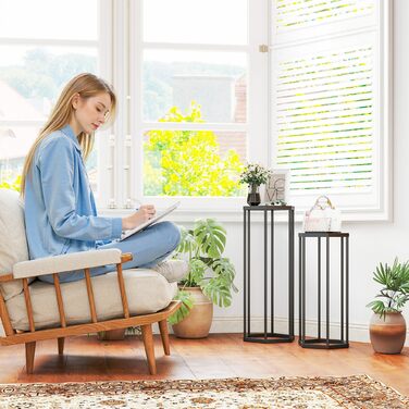 Набір з 2-х підставок для рослин для внутрішнього та зовнішнього використання, шестигранні металеві підставки для квіткових горщиків для саду, тераси, балкону