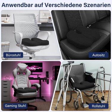 Ортопедична подушка для сидіння, ергономічна подушка для офісного крісла, подушка для куприка, комфортна подушка для стільця, зняття стресу, подушка для стільця, сидіння для автомобіля та офісу - чорна