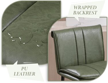 Набір з 2 барних стільців Chairus, зелені, з PU шкірою, для кухні та вітальні