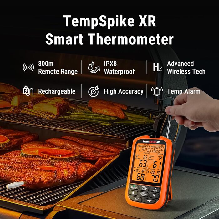 Бездротовий термометр для м'яса ThermoPro TempSpike з радіусом 300м - термометр для гриля, приготування їжі та рідин