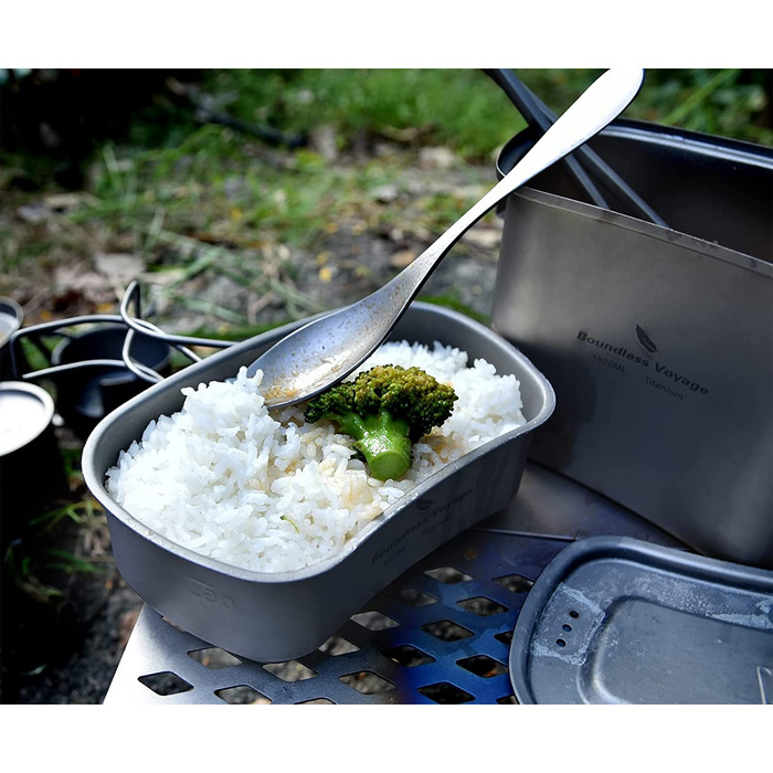Набір посуду iBasingo Titan Kantine 1500ml/600ml для кемпінгу та відпочинку на природі (Ti2059C)
