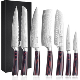 PAUDIN Profi: Набір кухонних ножів з нержавіючої сталі (7 шт.) - професійні, ергономічні, довговічні, для хобі та професійних кухарів