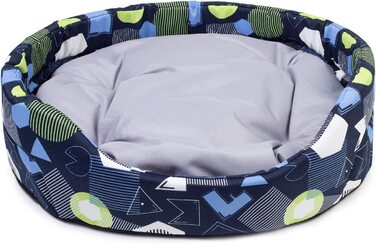 Ліжко для собак в бутік-зоопарку / овальна подушка для маленьких собак або кішок / стійка до подряпин підстилка для собак з подушкою / кошик для собак / миється поліестер / великий розмір S (46x40 см / Колір (S 46x40 см, темно-синій з малюнком)