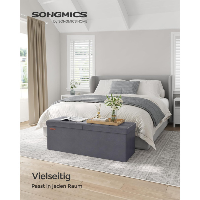 Складне сидіння SONGMICS, 120 л, до 300 кг, 38x110x38 см, темно-сірий, LSF75WT