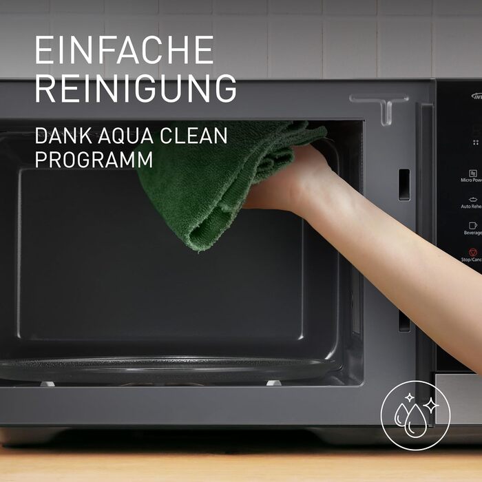 Мікрохвильова піч Panasonic NN-GD35HBGTG з грилем та функцією пару (23 л, чорний/нержавіюча сталь)