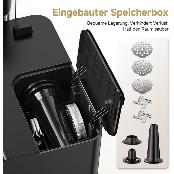 Електрична м'ясоподрібнювач AAOBOSI 3000W з LED-дисплеєм, 9 швидкостей, з нержавіючої сталі, для дому, з насадкою для ковбас та кіббе