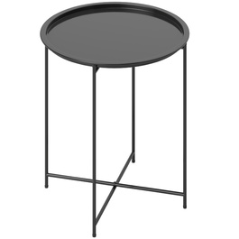 Outsunny Side Table Складаний садовий стіл Ø46 x 50 см Круглий стійкий до погодних умов балконний стіл зі складними ніжками столу Кемпінговий стіл Розкладний стіл Журнальний столик для вітальні Офіс Відкритий Закритий чорний