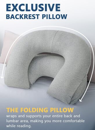 Підкуштунок для читання INSEN: комфортне сидіння в ліжку, для читання, відпочинку, матерів та дітей, сірий джерсі